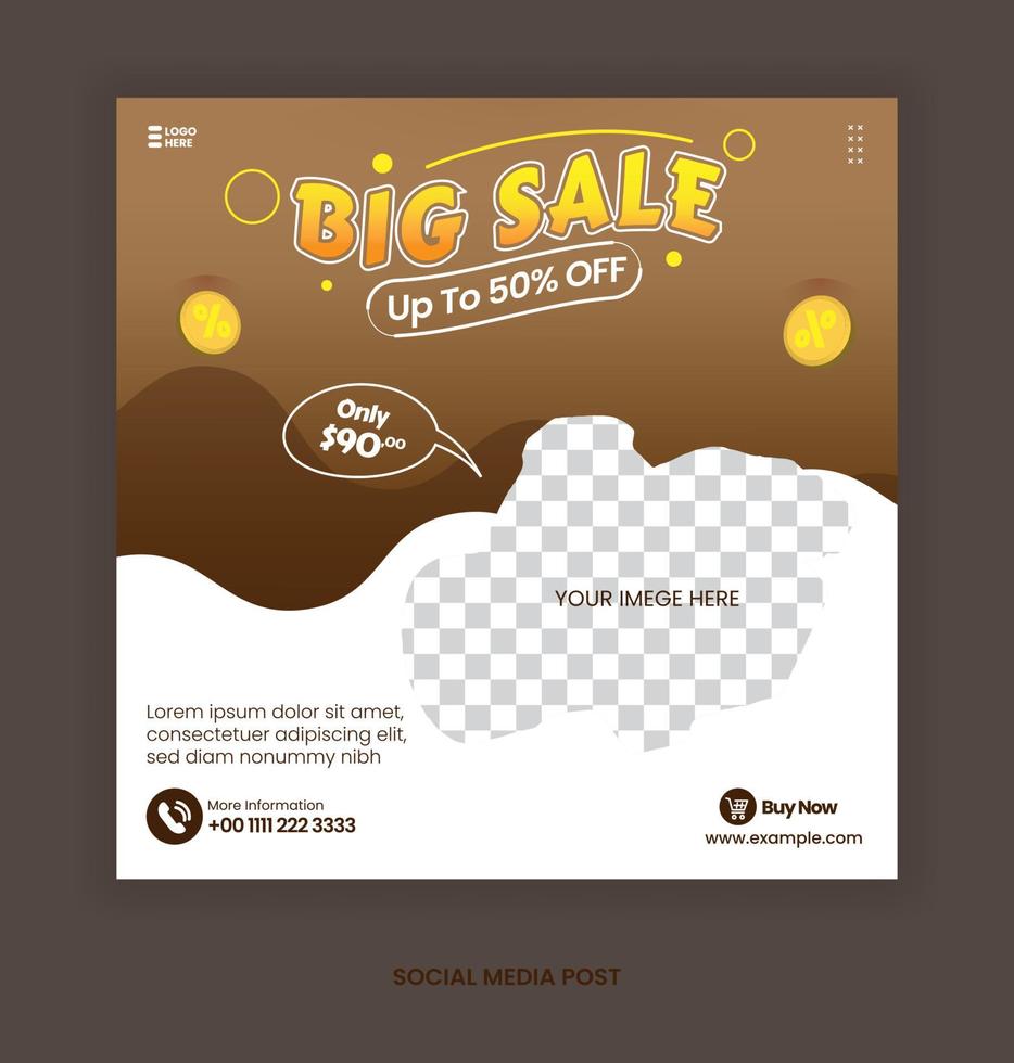 Template Gadget with Elegant Style and Chocolate Color For Social Media Post vector