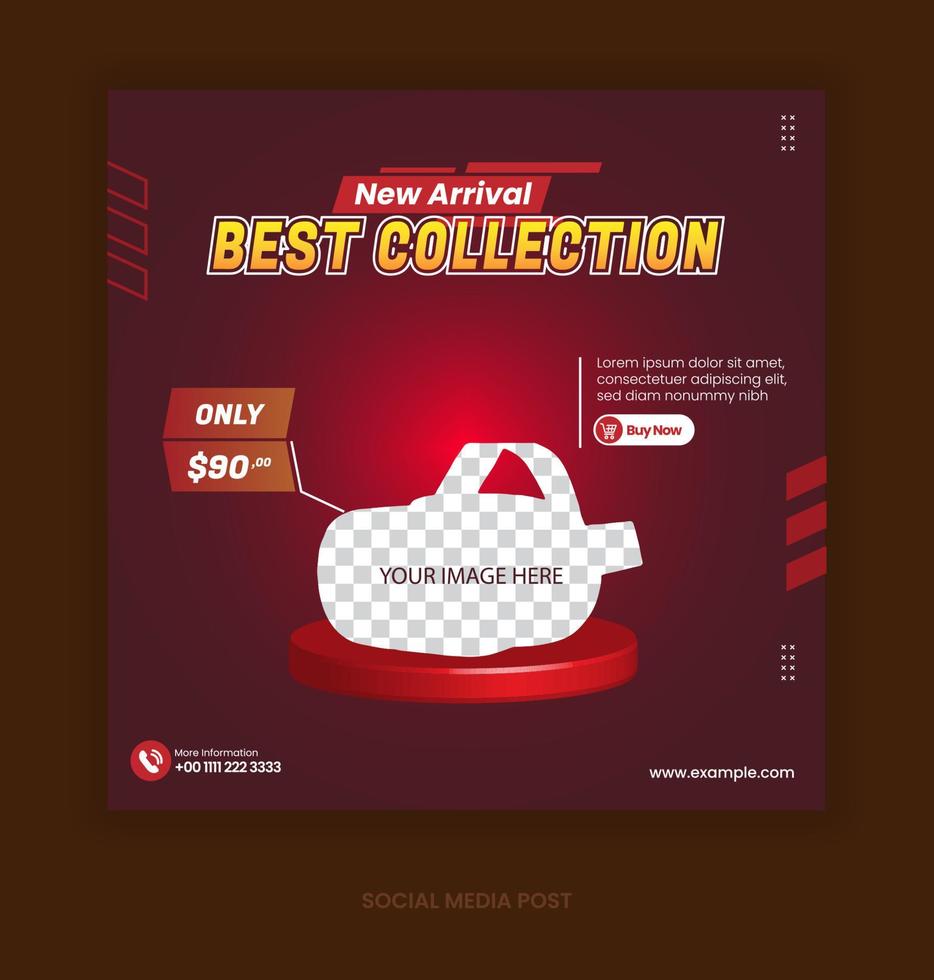 Template Gadget with Elegant Light Style and Red Color For Social Media Post Banner vector