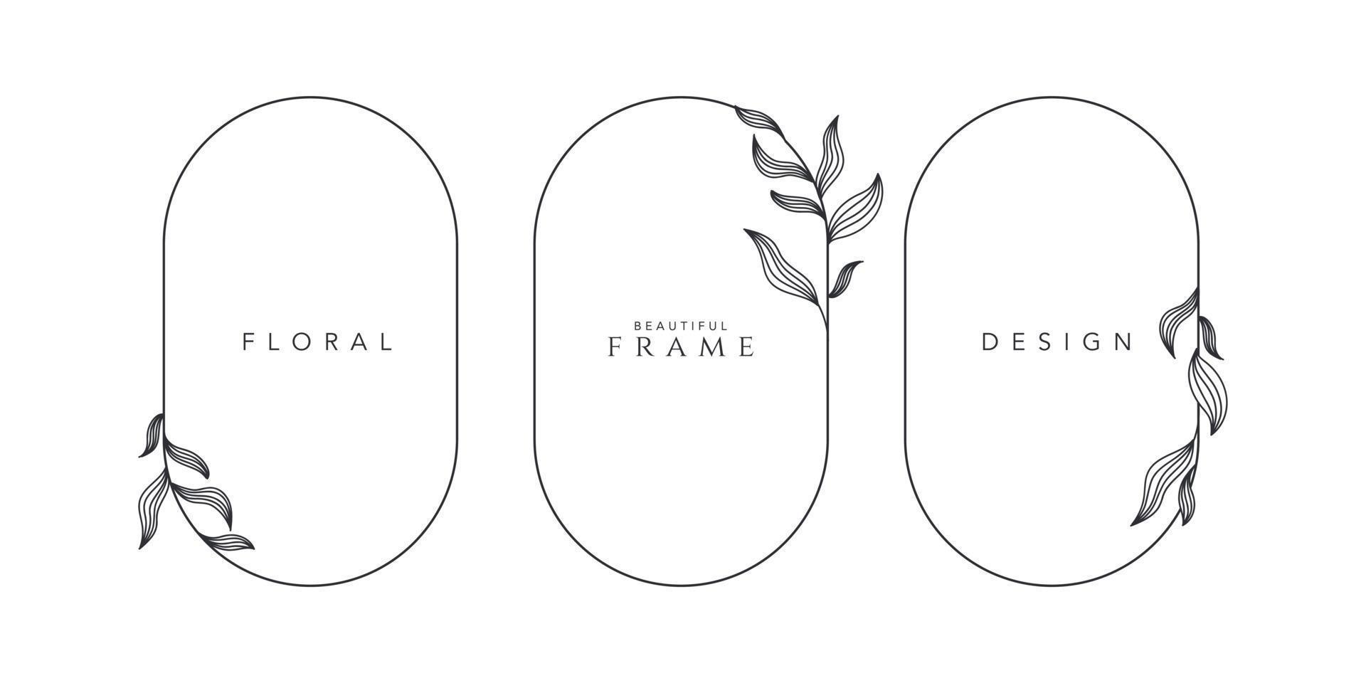 frame logo wedding frame oval invitation card template hand-drawn vector illustration