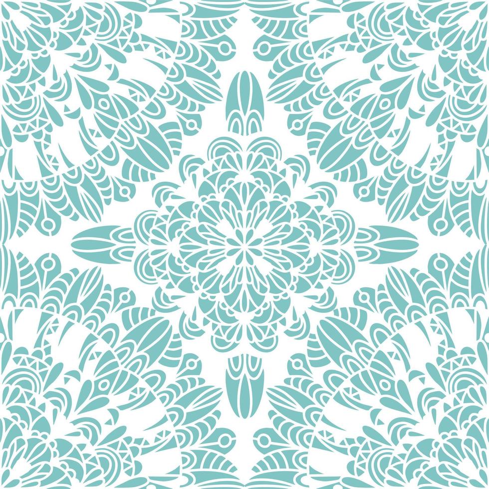 White turquoise ornamental seamless pattern. Vintage Ornament Elements Ethnic Turkish Indian motifs For fabric and textiles, wallpaper, packaging and decor. vector