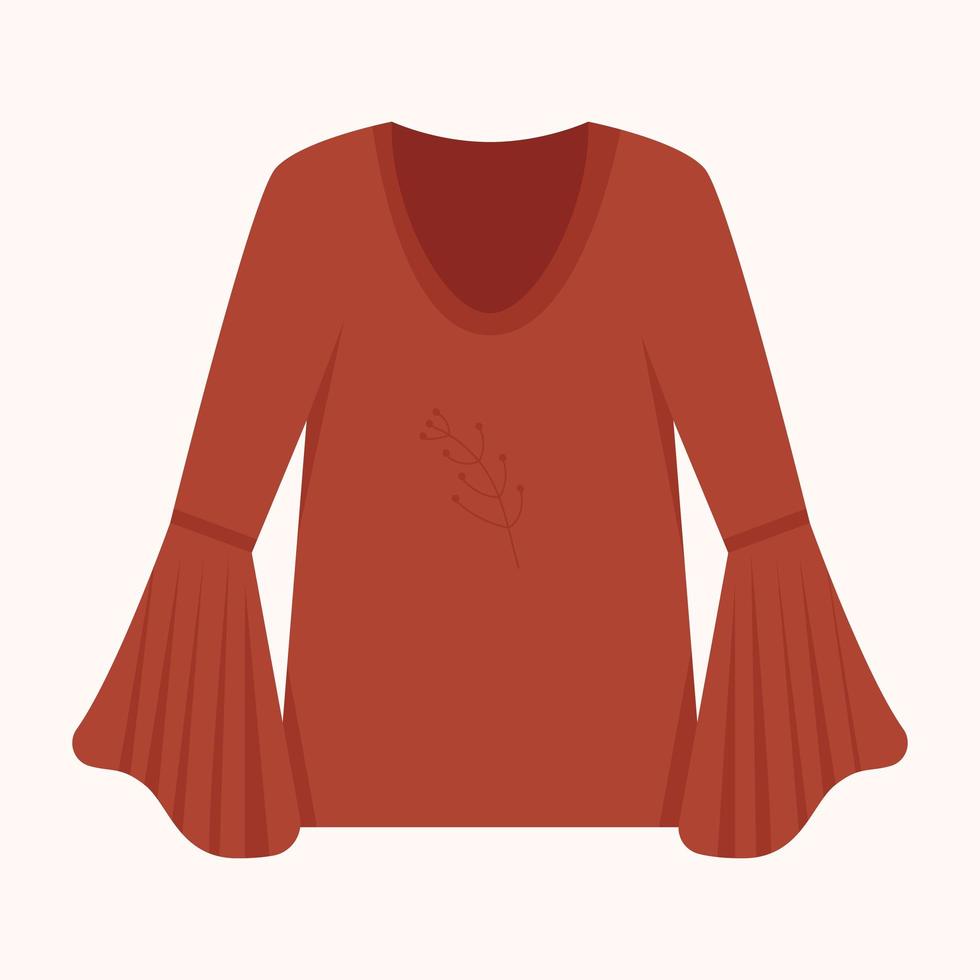 Boho style blouse. Boho style fashion outfit. Fashionable clothes vector