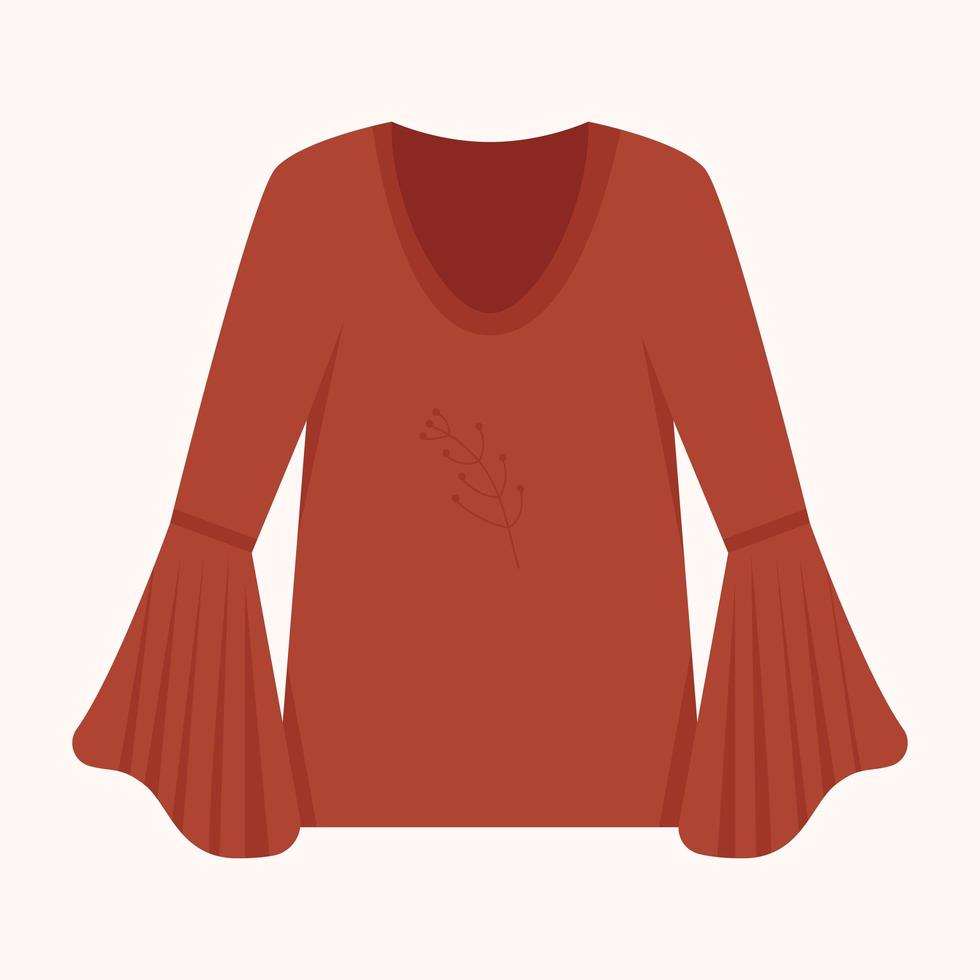 Boho style blouse. Boho style fashion outfit. Fashionable clothes vector