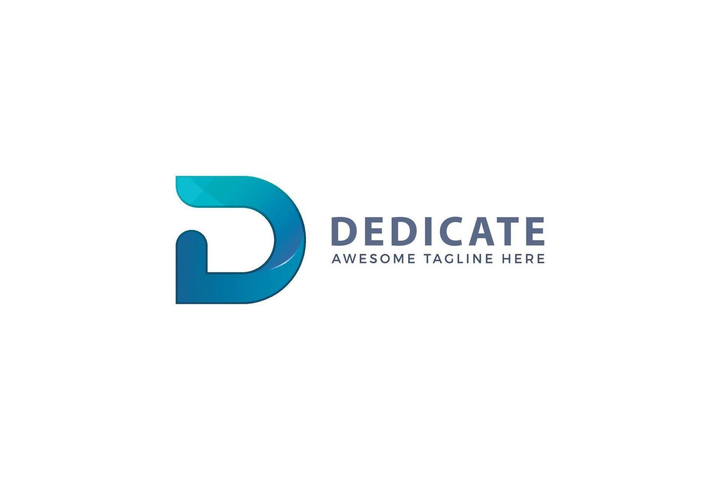 Letter D 3d green color dedicate glittering corporate business logo vector