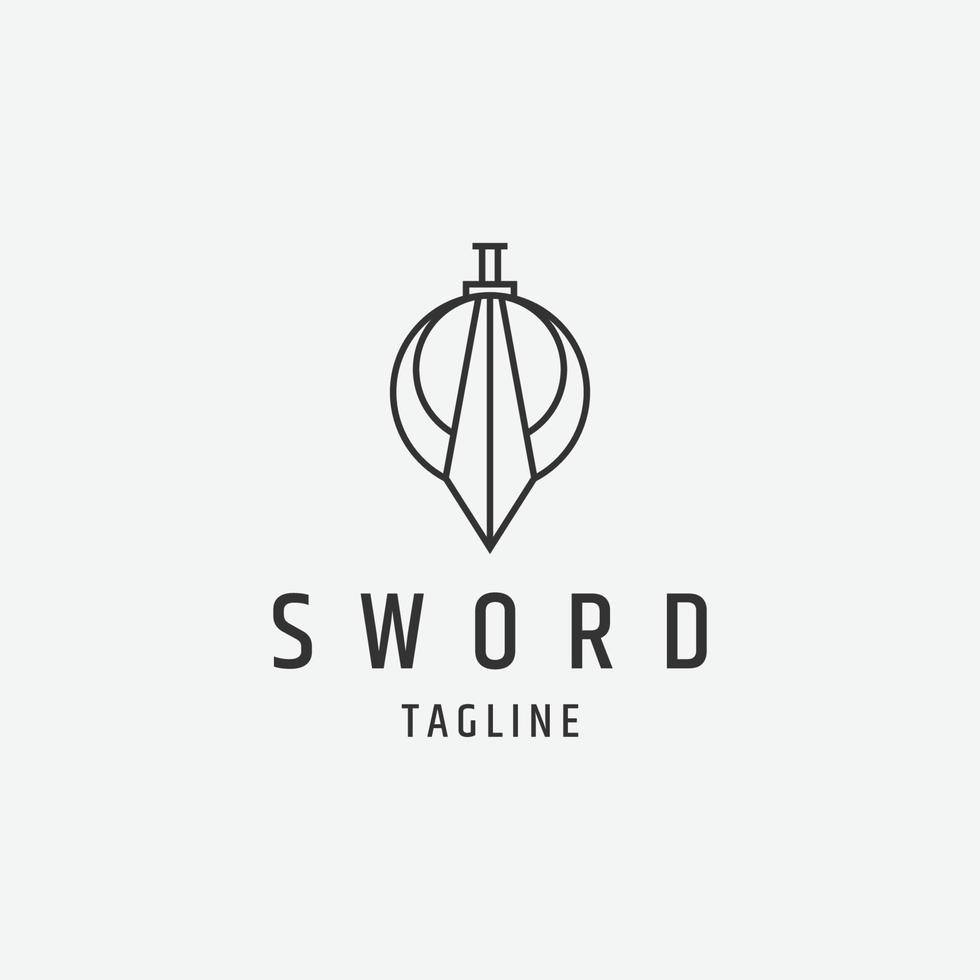 Sword line logo icon design template flat vector