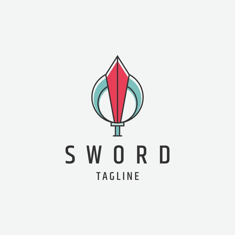 Sword line logo icon design template flat vector