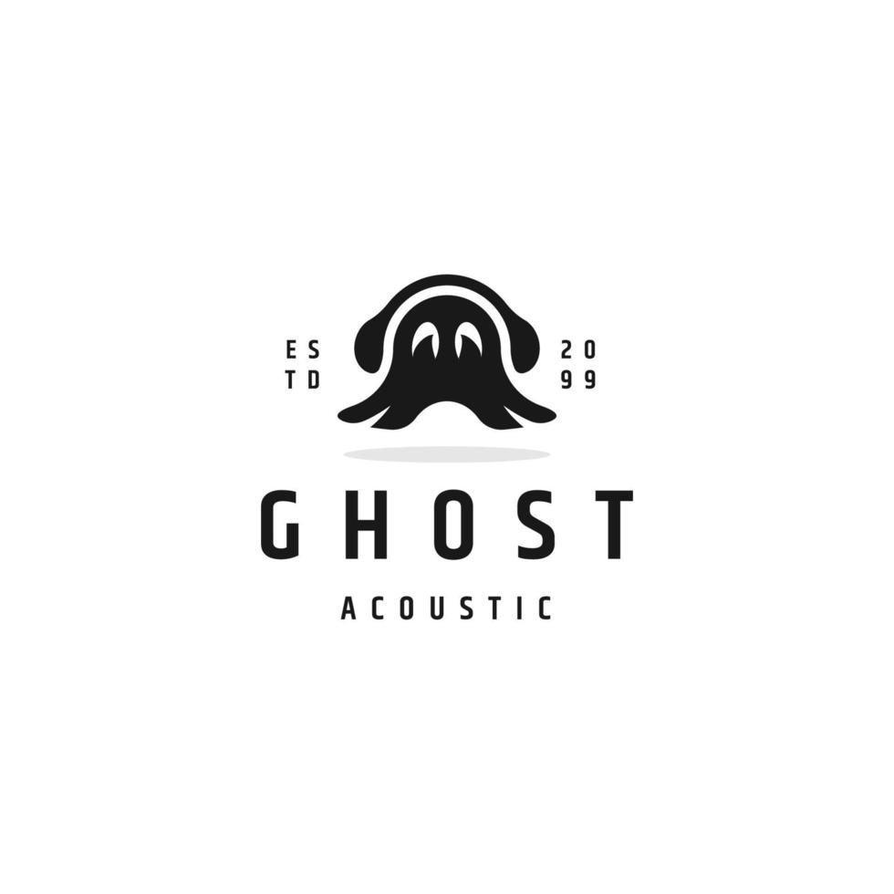 Ghost music acoustic logo concept. flat icon design vector