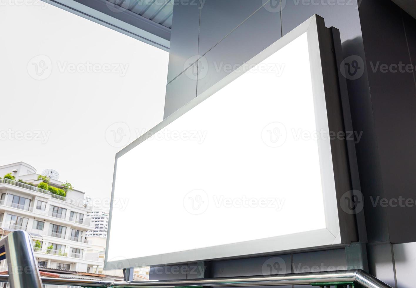 Mockup image of Blank billboard white screen posters and led in the subway station for advertising photo