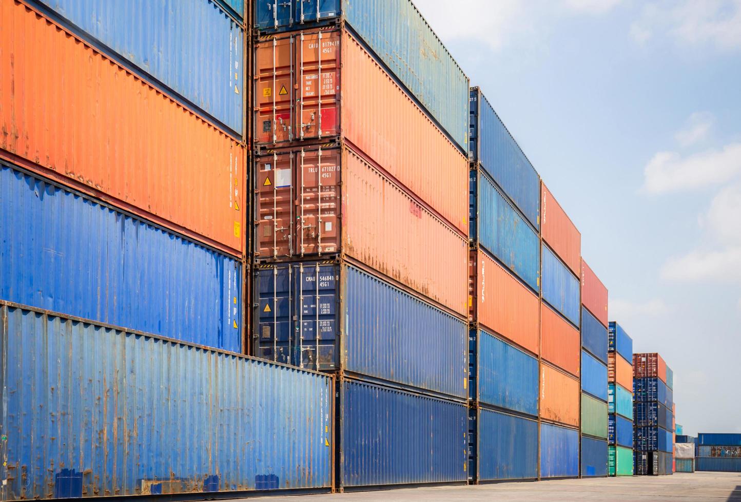 Stacked of containers in the container terminals, Industry and Transportation concept photo