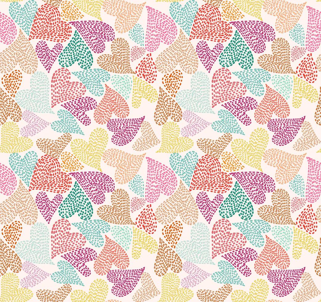 patrón de corazones dibujados a mano con colores divertidos, perfecto para papeles, textiles y decoración vector