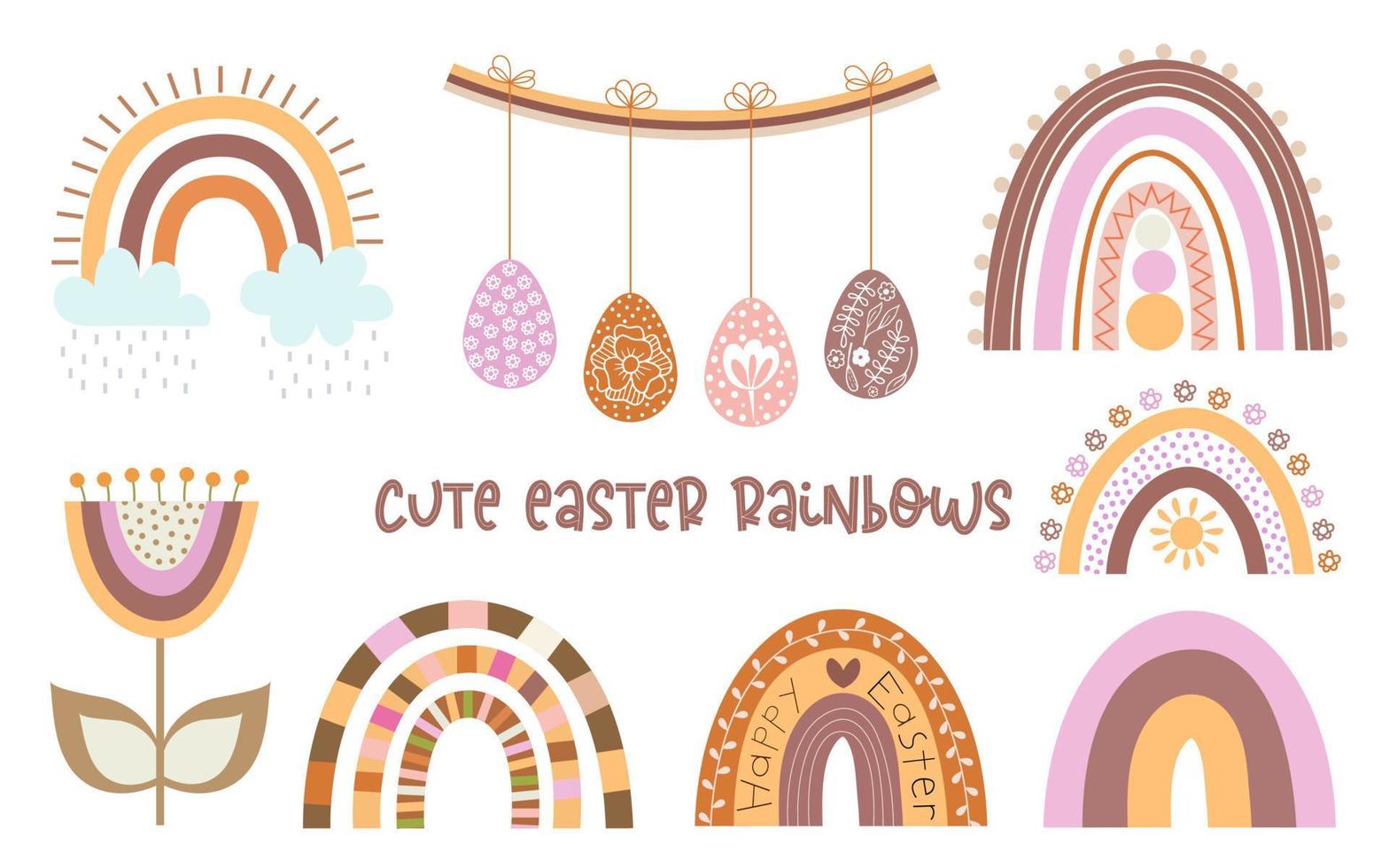 Cute Easter rainbows vector