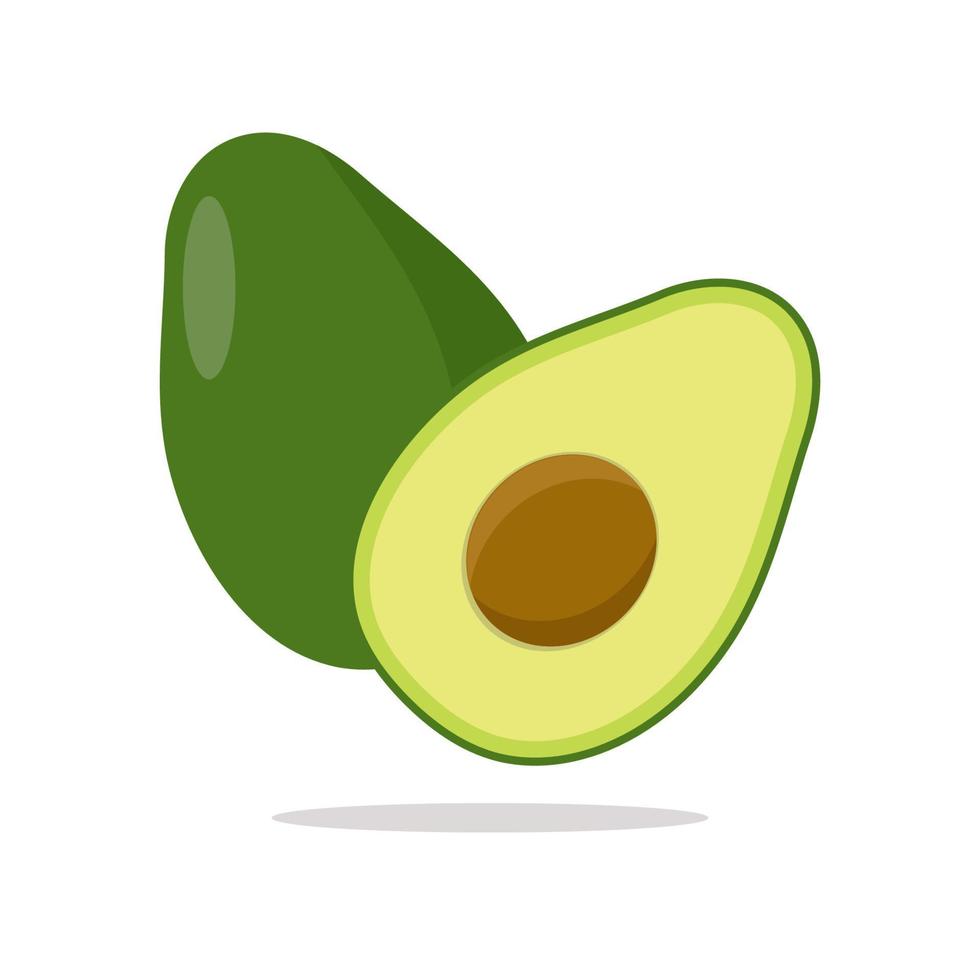 Avocado in flat style. Illustration of avocado cut and whole vector