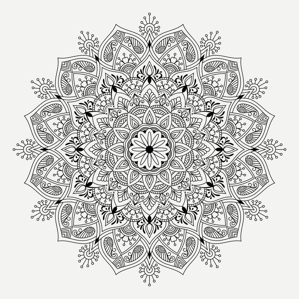 Mandala pattern art background Black and White vector