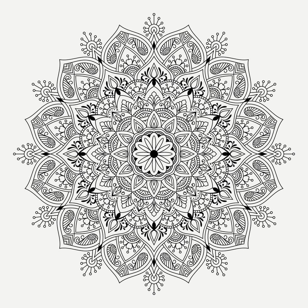 Mandala pattern art background Black and White vector