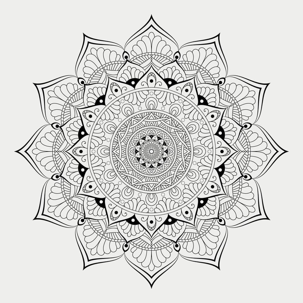 Mandala pattern art background Black and White vector
