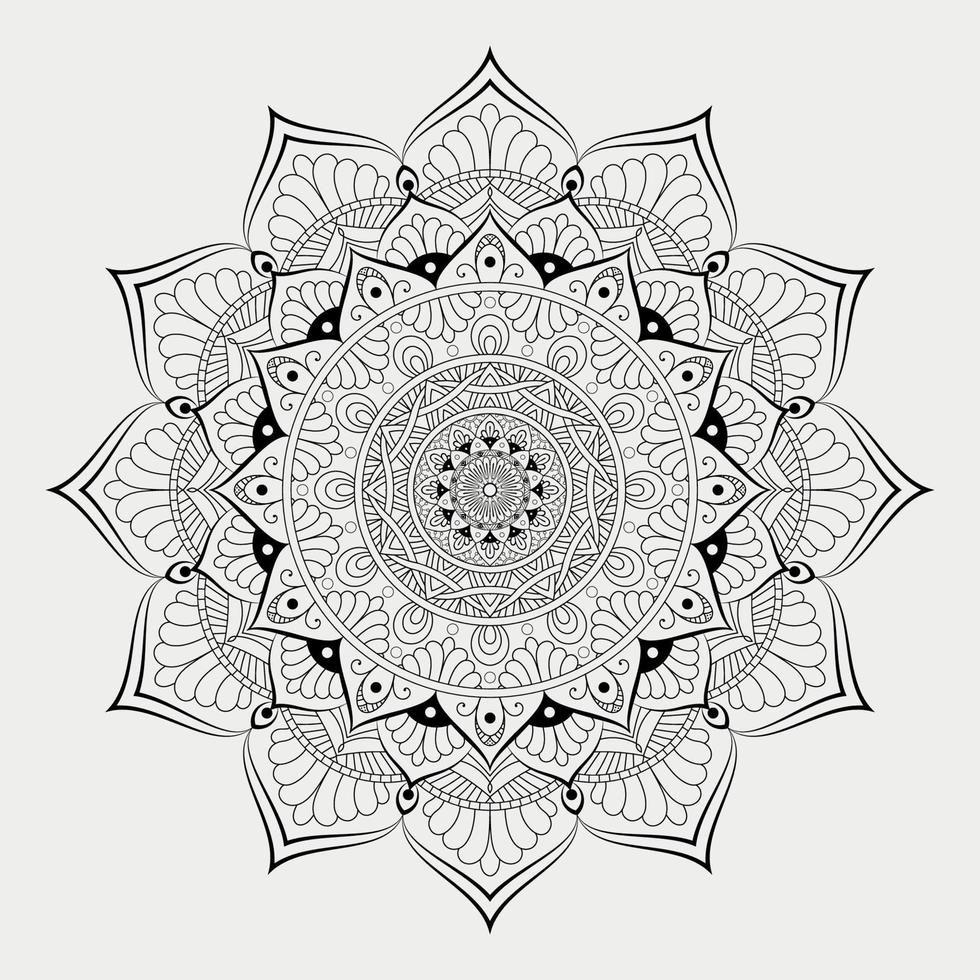 Mandala pattern art background Black and White vector