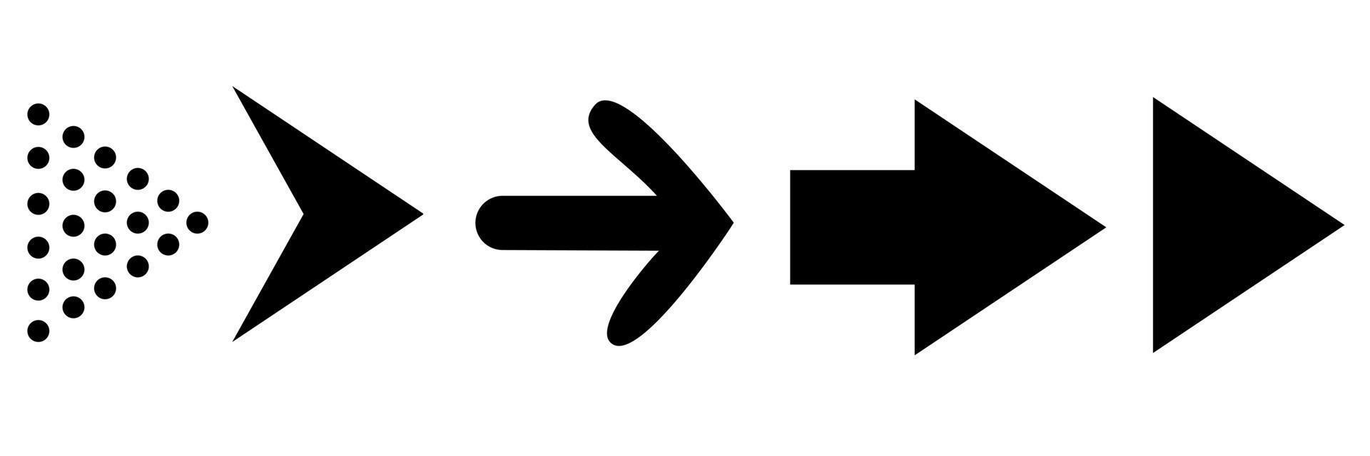 Set of black arrows vector