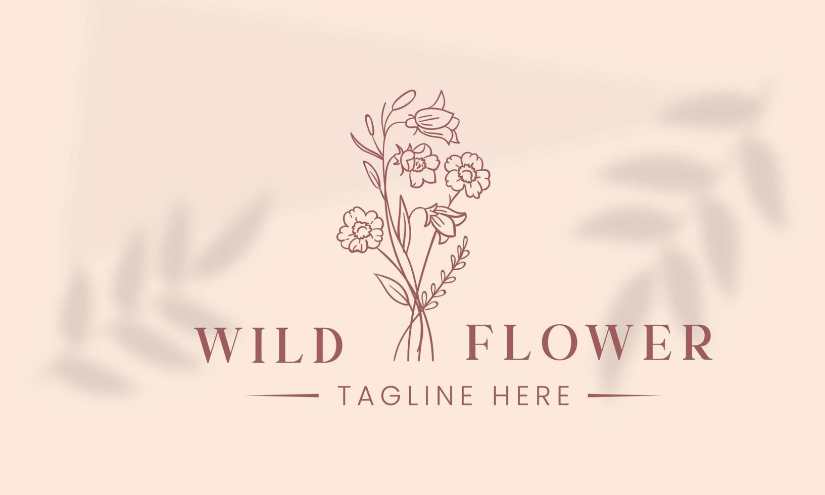 Botanical Floral element Hand Drawn Logo with Wild Flower and Leaves. Logo for spa and beauty salon, boutique, organic shop, wedding, floral designer, interior, photography, cosmetic. vector