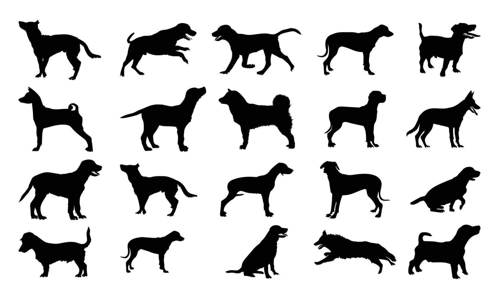 colección de silueta vectorial diferentes razas de perros sobre fondo blanco. vector