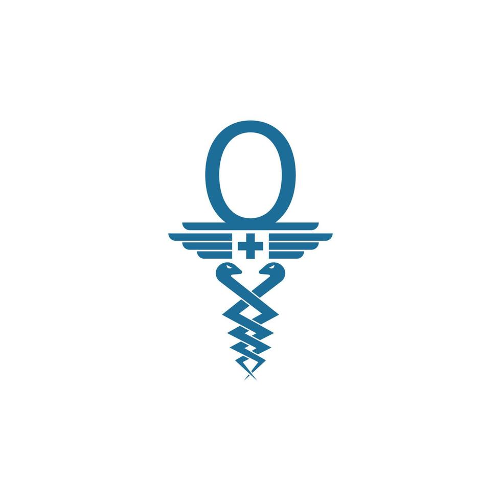 Letter O with caduceus icon logo design vector