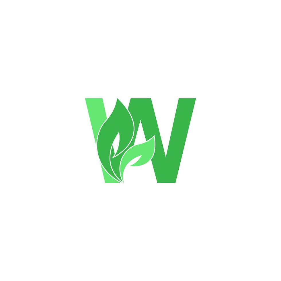 concepto de diseño de icono de hoja de logotipo de letra w vector
