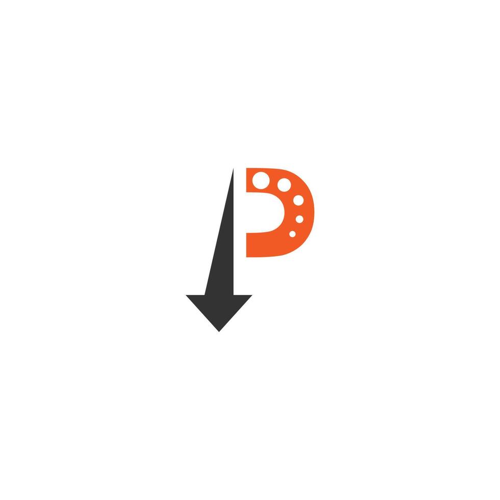 logotipo de letra p con vector de diseño de icono de flecha