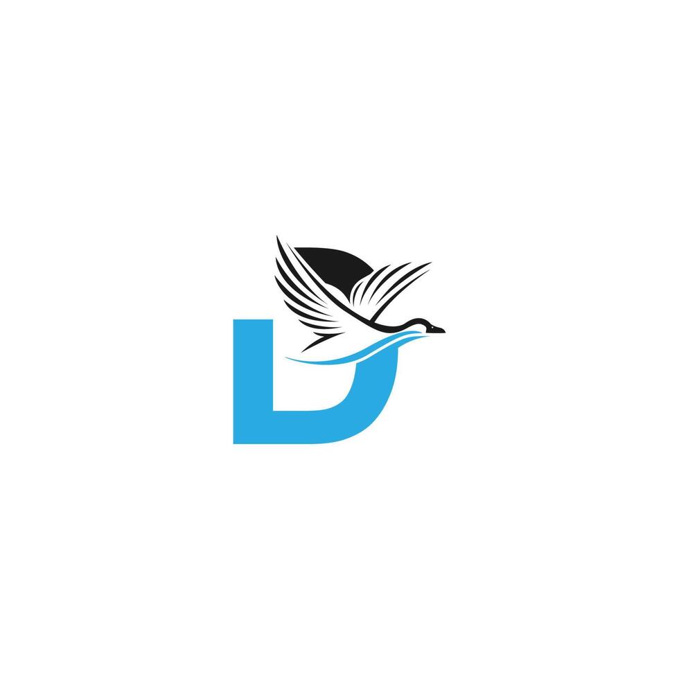 Letter D with duck icon logo design illustration vector