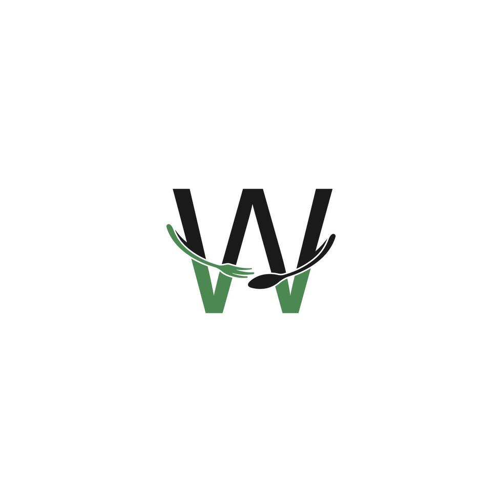 Letter W with fork and spoon logo icon design vector