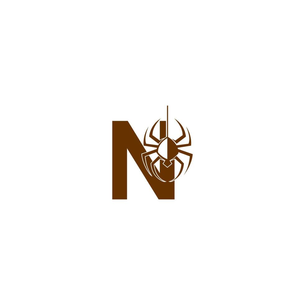 letra n con plantilla de diseño de logotipo de icono de araña vector