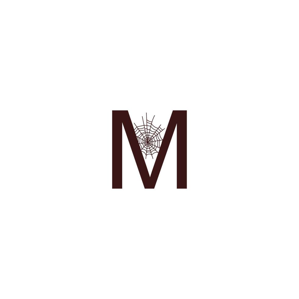 Letter M  with spider web icon design template vector