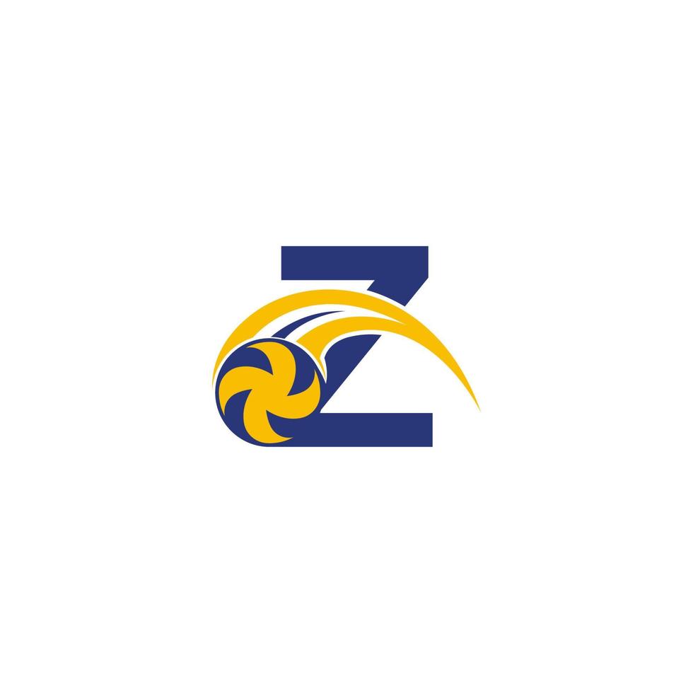 letra z con plantilla de diseño de logotipo de icono de voleibol aplastante vector