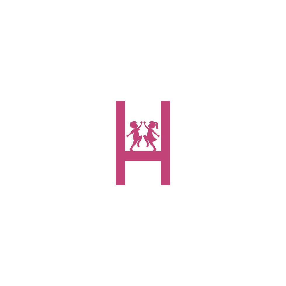 Letter H and kids icon logo design vector