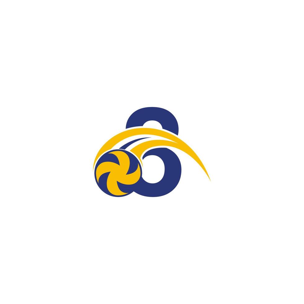 número 8 con plantilla de diseño de logotipo de icono de voleibol aplastante vector