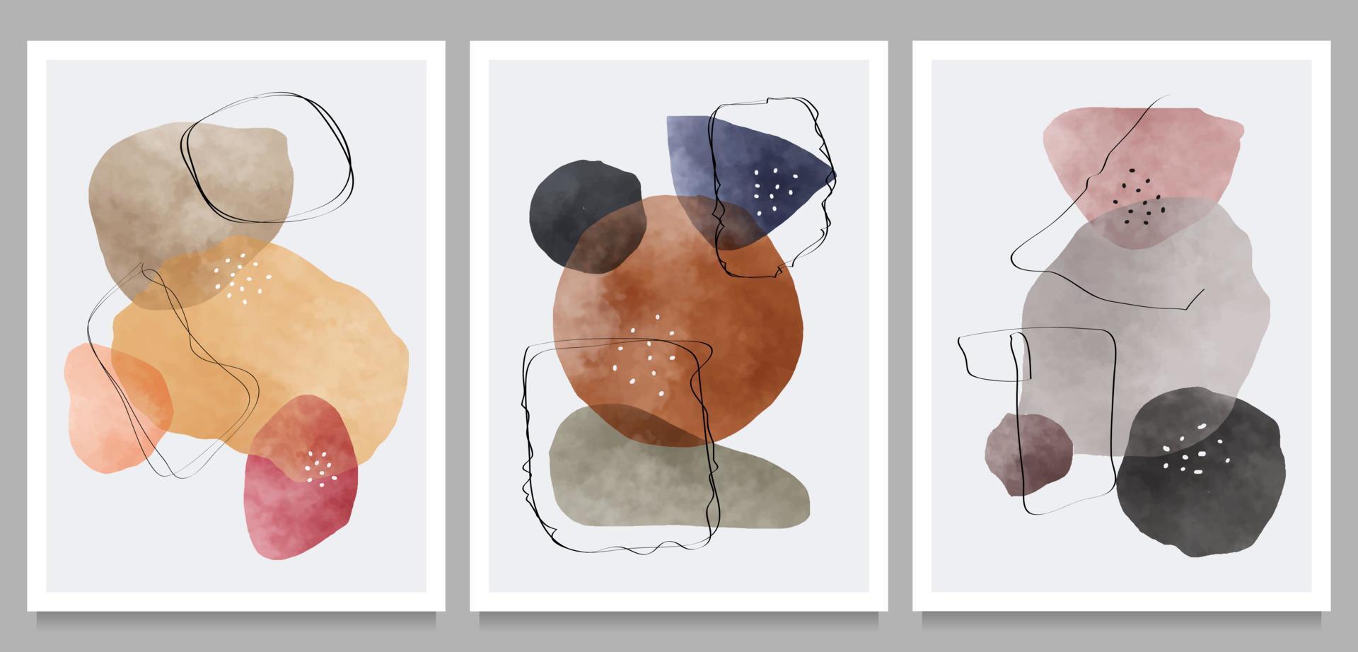 creative vector minimalist hand painted on set,  various shapes and organic modern art objects for background, social media, wall decoration, postcard