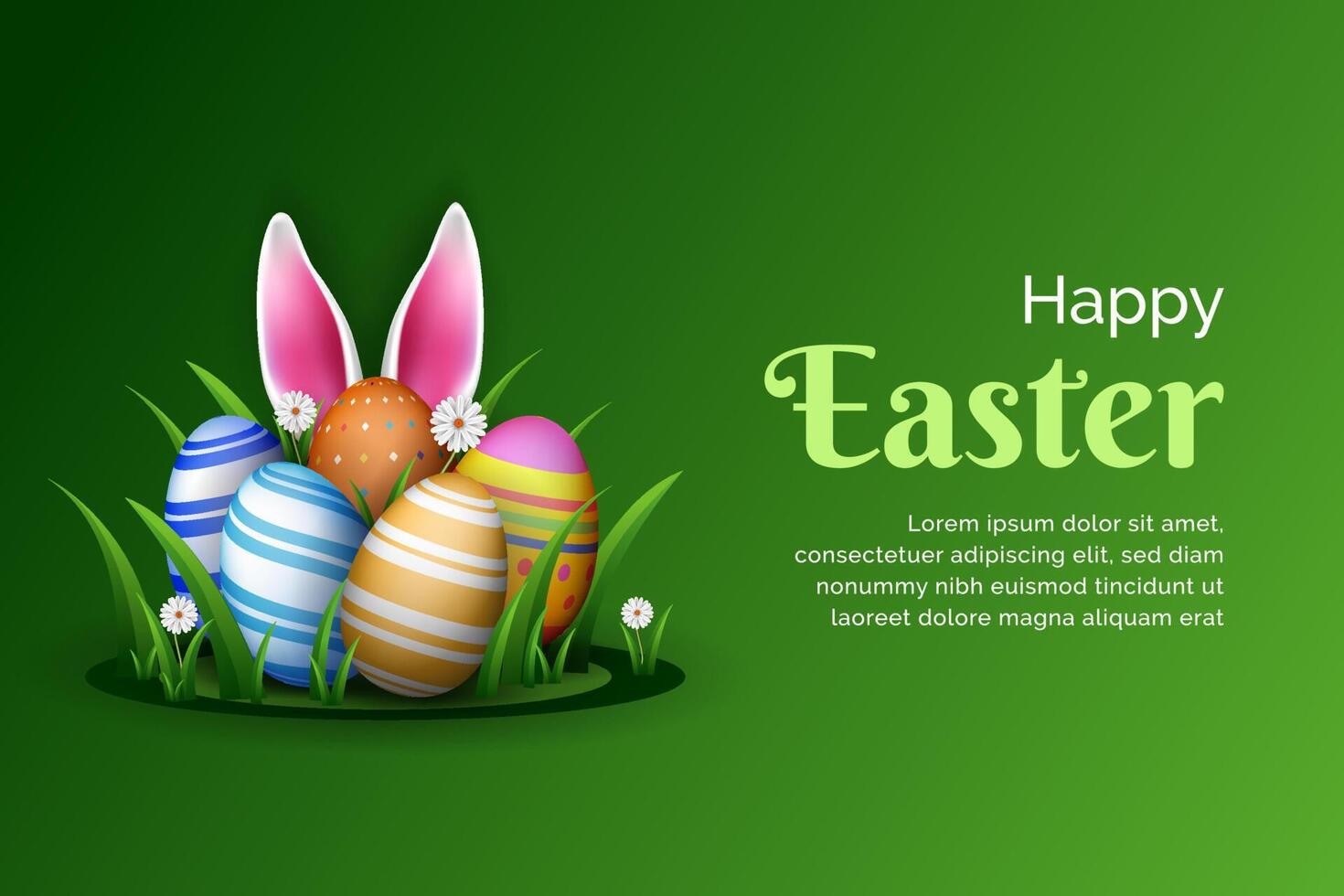 happy easter vector illustration on green background.ai