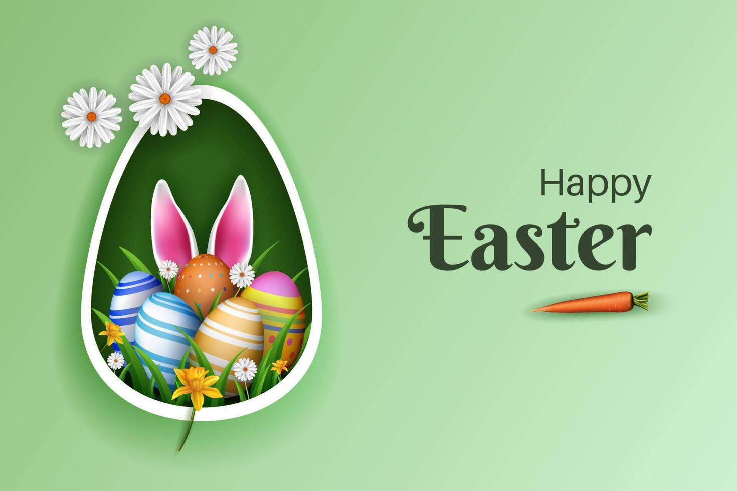 easter banner template illustration with easter eggs and flowers vector