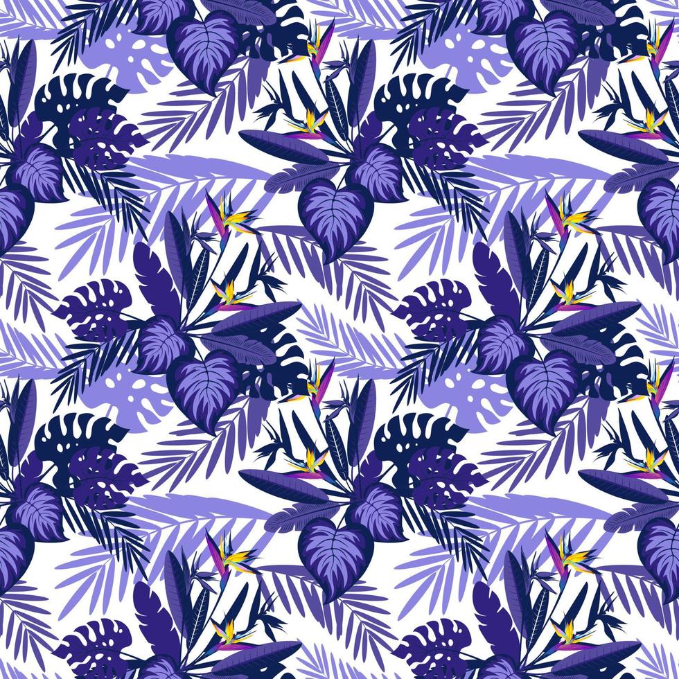 patrones impecables con flores y hojas exóticas tropicales. imagen vectorial vector