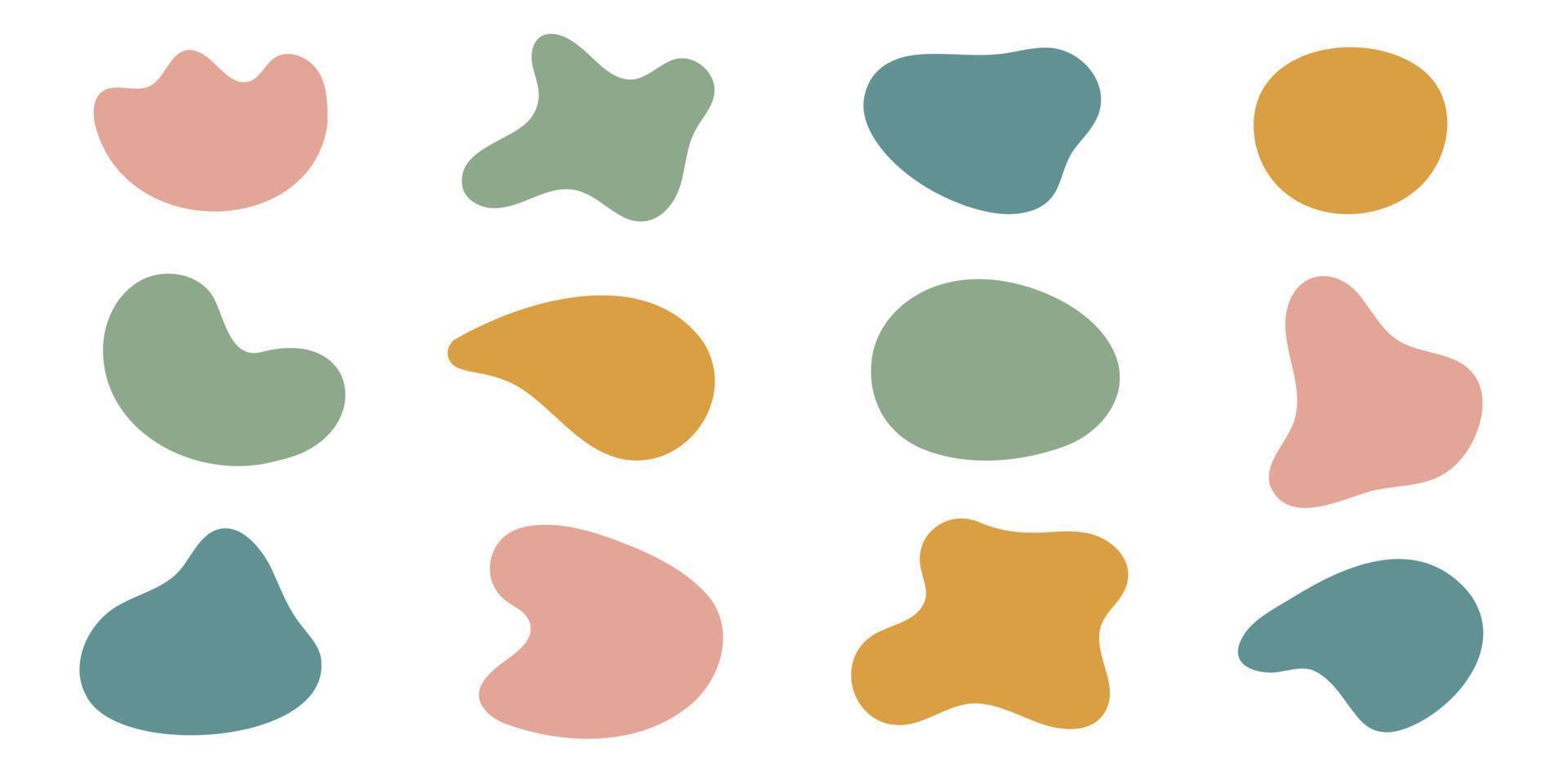 Blob shape organic in boho style, vector illustration set. Collection from abstract modern forms and Liquid drop for design and print. Basic stains geometric, isolated elements on a white background