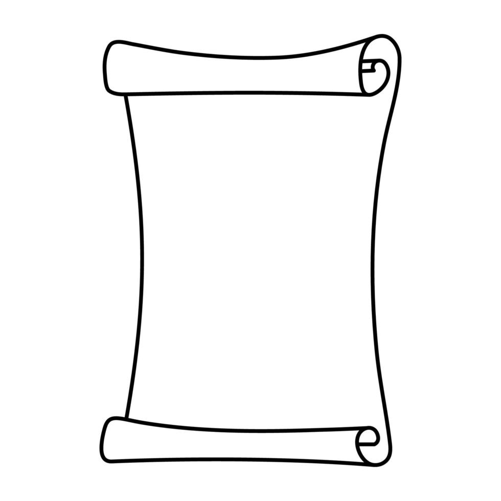 Scroll frame in doodle style, vector illustration. Isolated cartoon