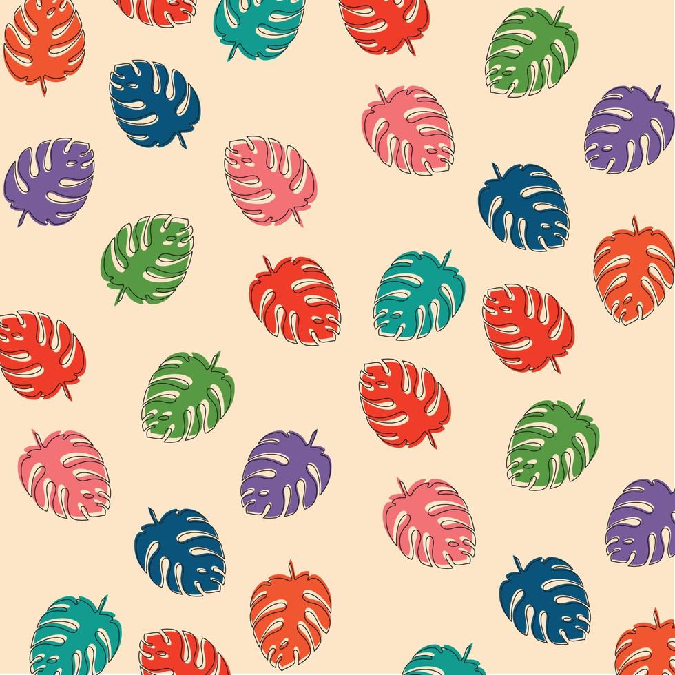 seamless pattern with tropical leaves vector