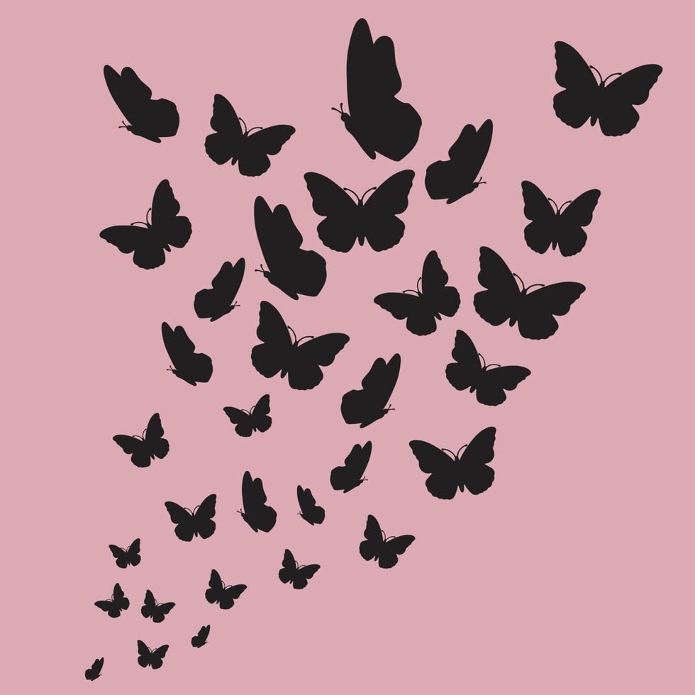 seamless pattern with butterflies silhouette vector