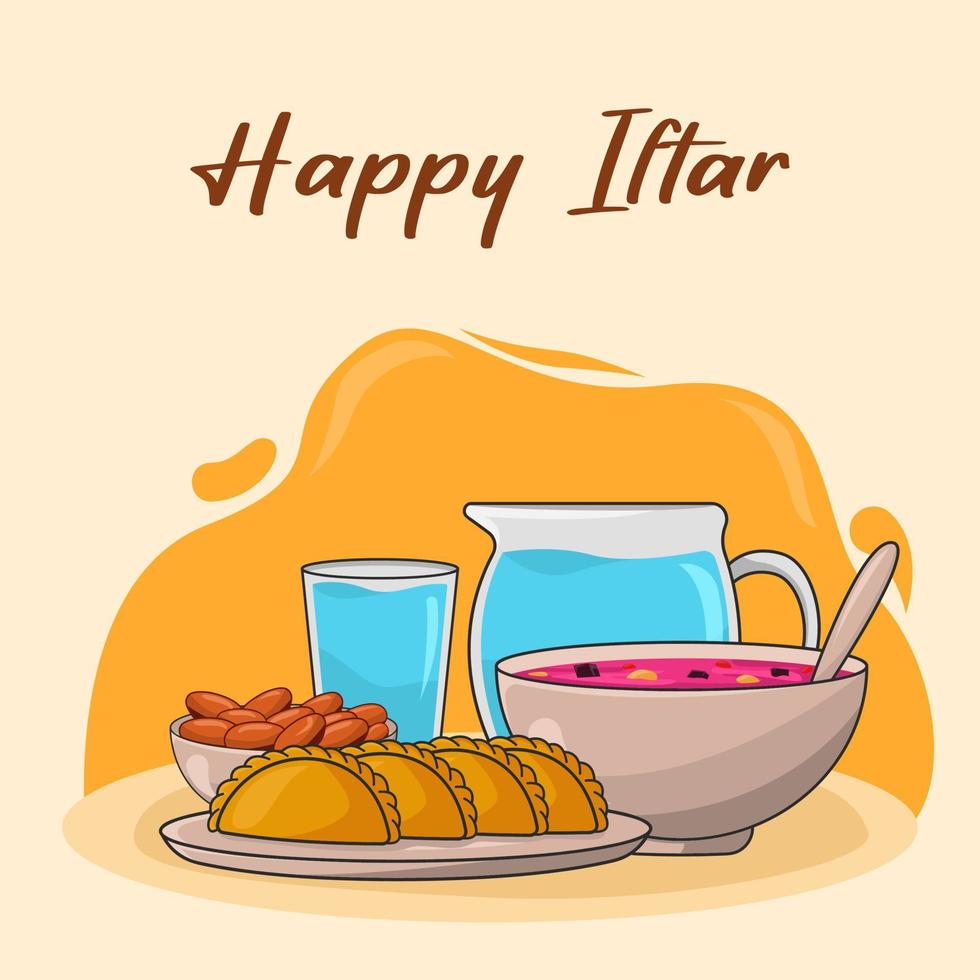 Happy Iftar Cartoon vector