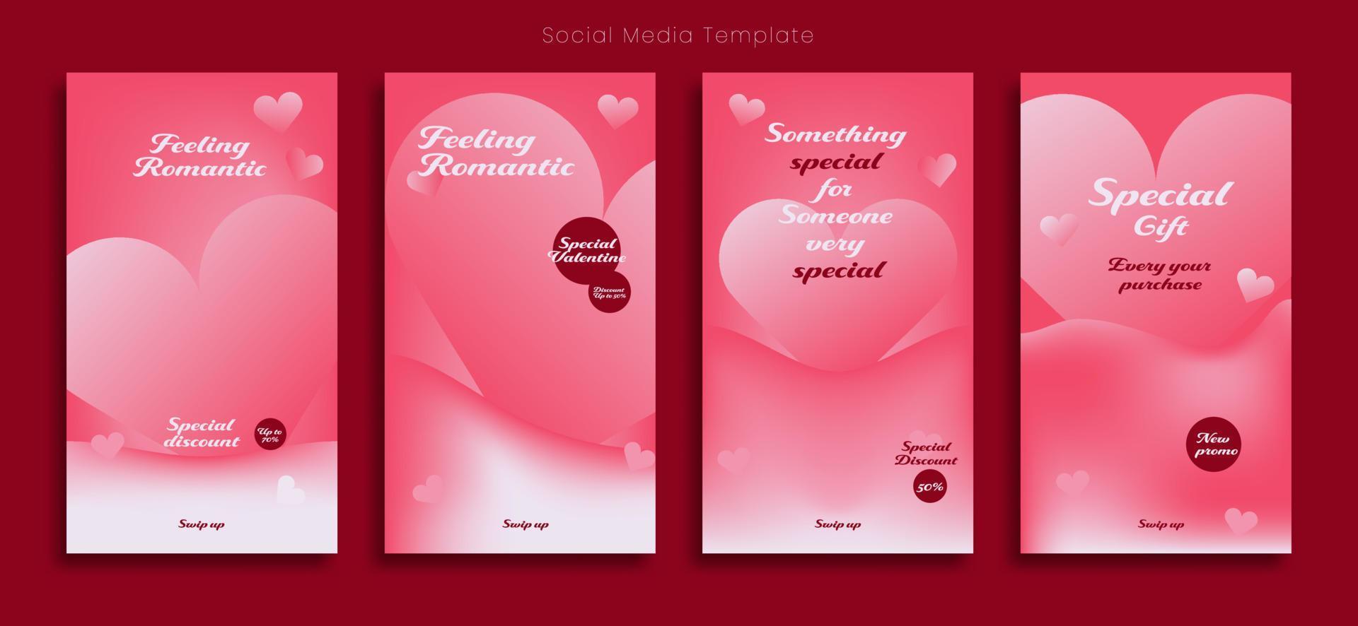 Social media stories template with romantic 3d background of love or heart is suitable for sharing discount sales of sweet foods and snacks, etc vector