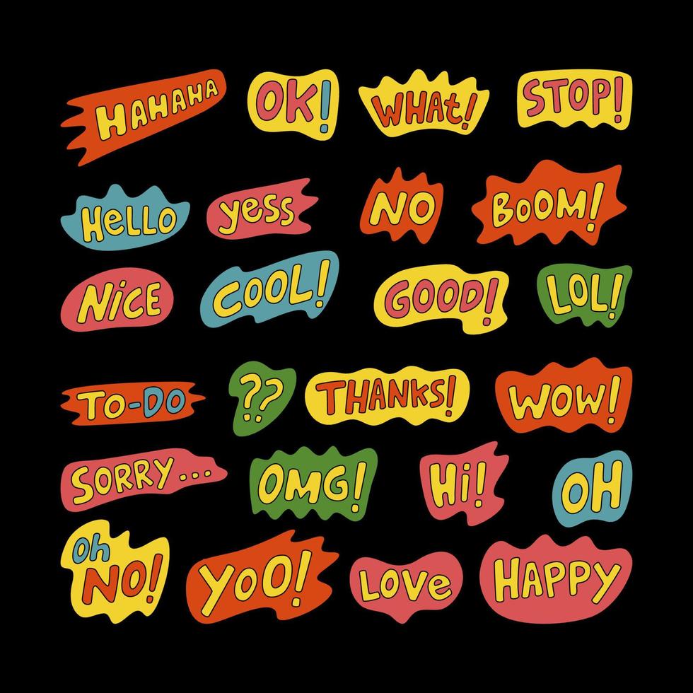 Cartoon style word sticker set vector