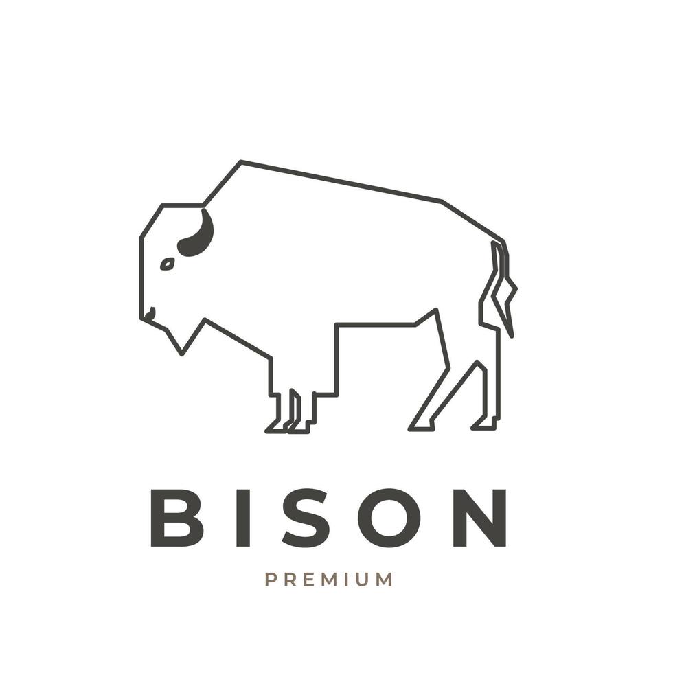 Strong bison lineart illustration logo vector