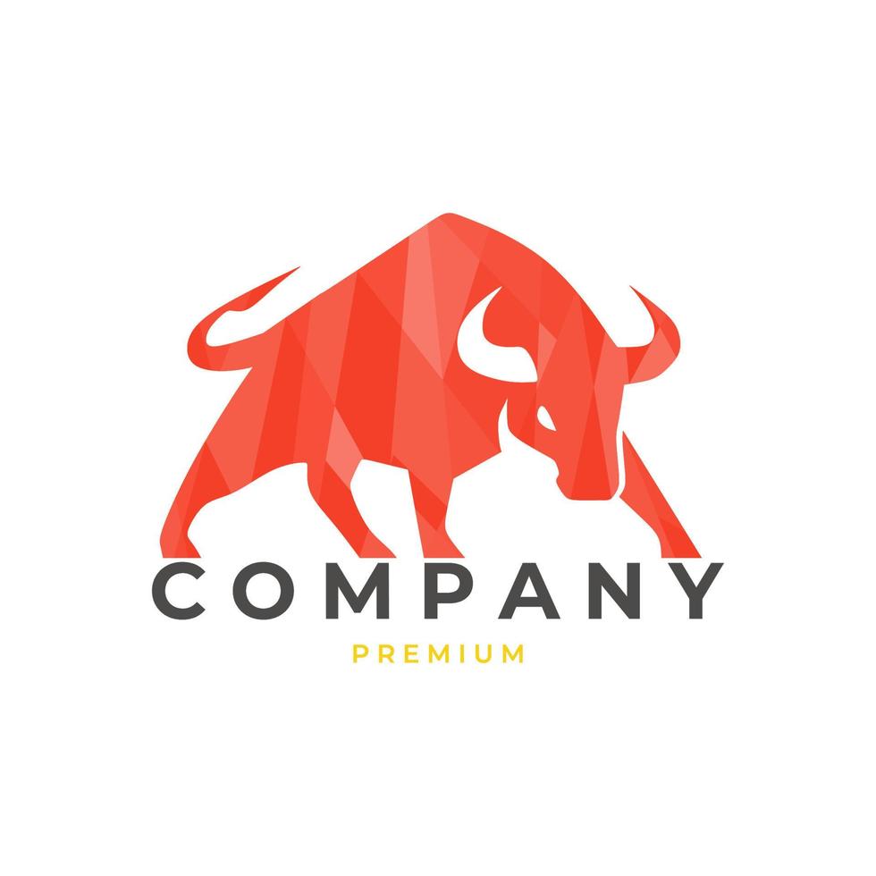 Attacking bull geometric illustration logo vector