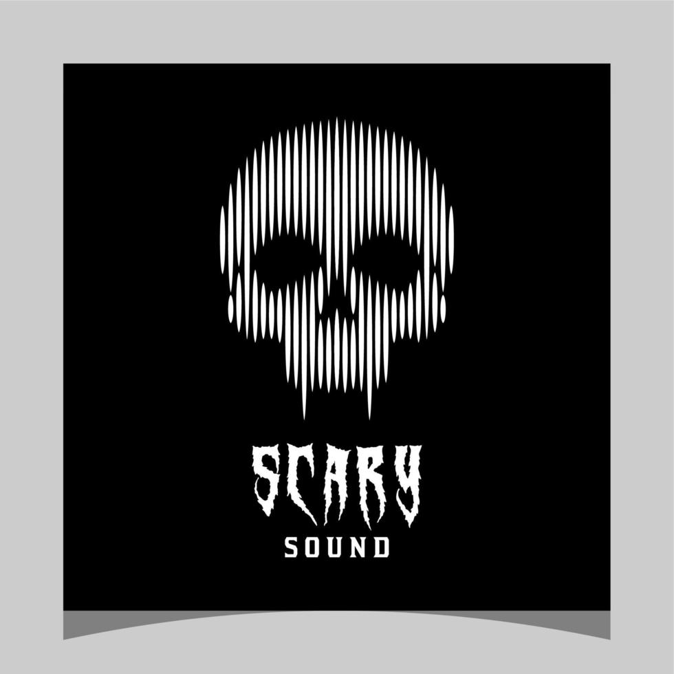 Scary Skull Head and Digital Wave Sound logo design inspiration vector