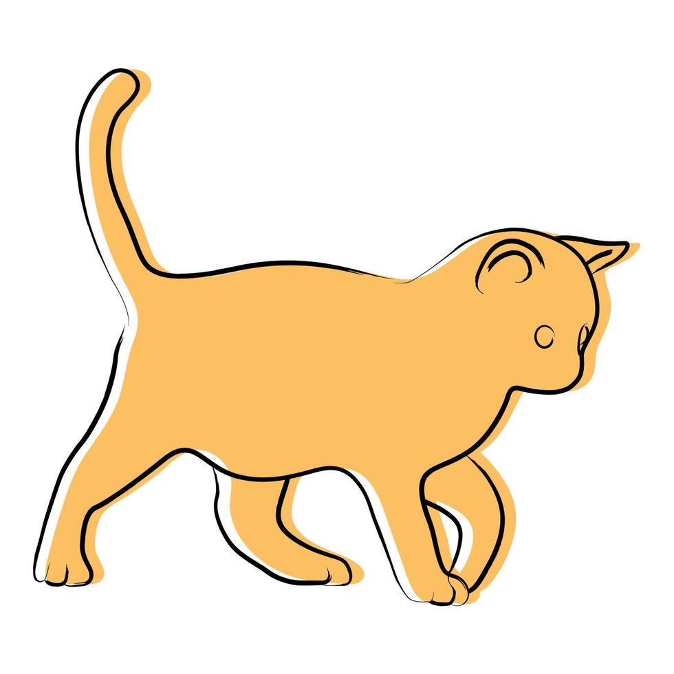 Drawing cat line art. vector