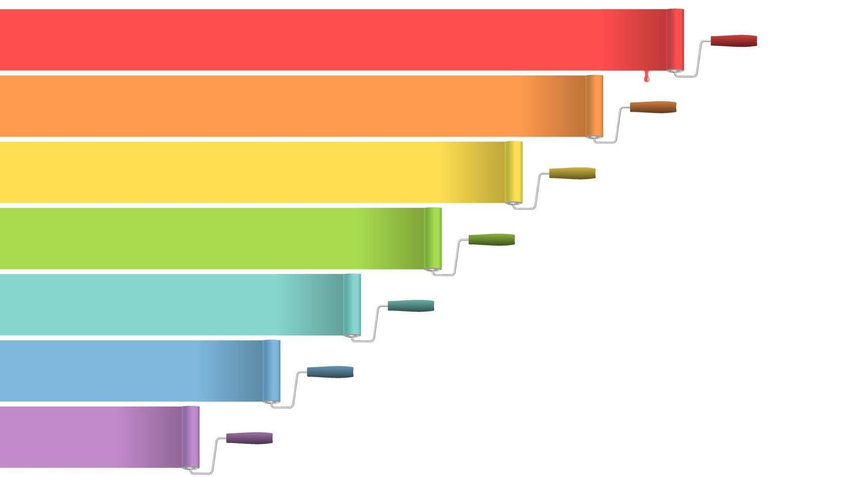 Painted abstract rainbow by different color paint roller brushes. vector