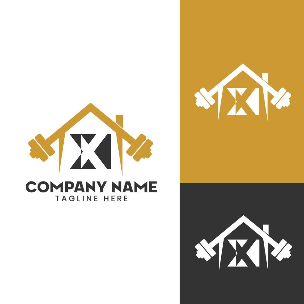 Home GYM initial letter X Vector barbell Logo Template
