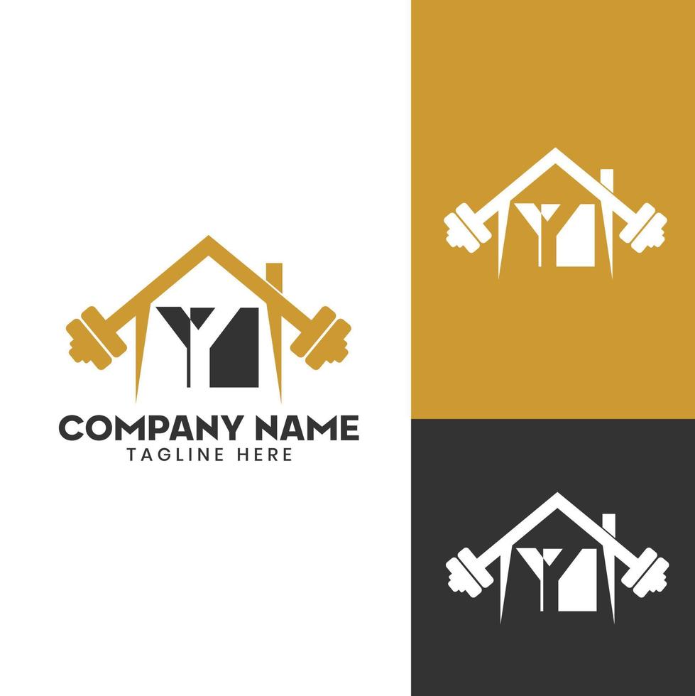 Home GYM initial letter Y Vector barbell Logo Template